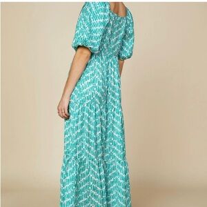 Skies Are Blue Green Ruffled Wrap Maxi Dress
